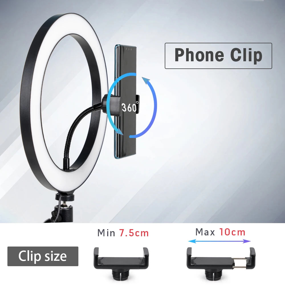 Tripod With LED Ring Light For Phone, Tripod Camera Stand Selfie Photography Light LED Lamp Color Photo Studio For YouTube Live