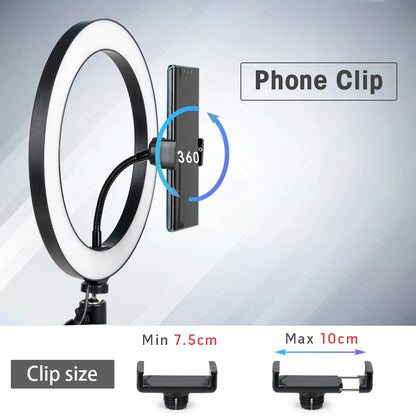 Tripod With LED Ring Light For Phone, Tripod Camera Stand Selfie Photography Light LED Lamp Color Photo Studio For YouTube Live
