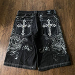 Y2K New American Fashion Pattern Letter Embroidery Baggy Denim Shorts Women Street Vintage Hip Hop Casual Shorts Women Clothing