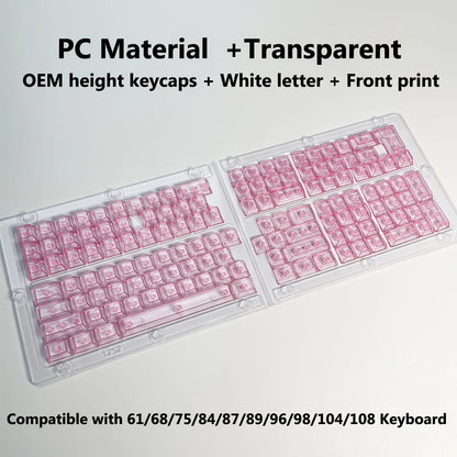 Full Sets Transparent Keycaps for Mechanical Keyboard Front/Side/None Print RGB Backlit Full/Misty Transparent Keycap 130+ Key