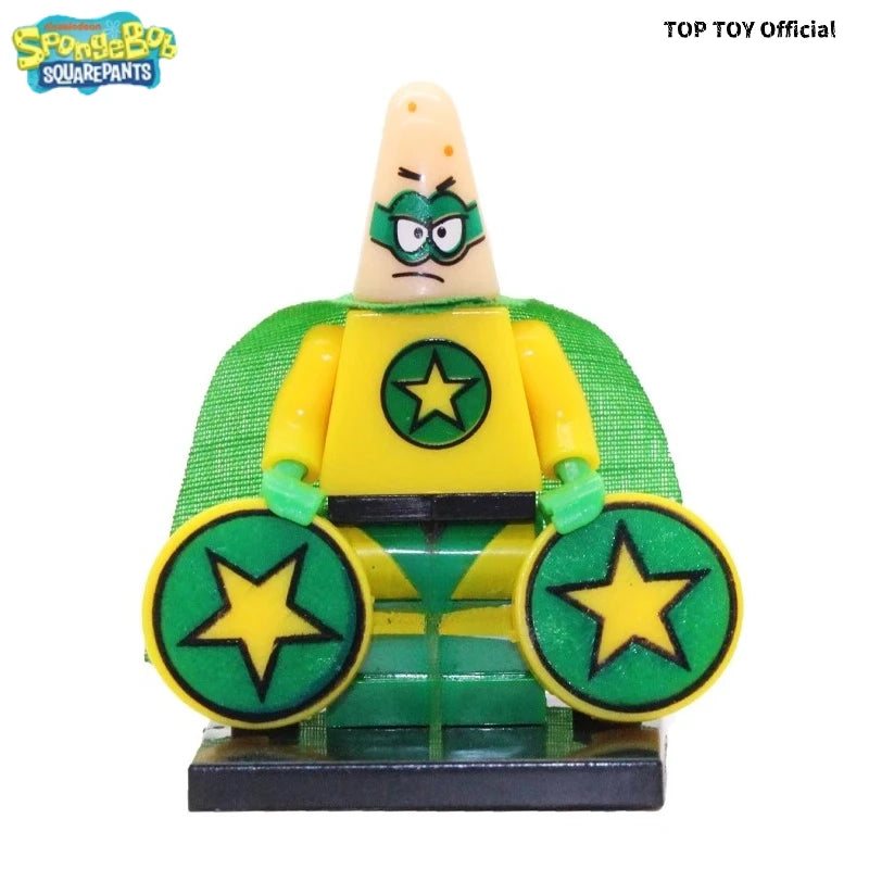 SpongeBob SquarePants Big Star Krabby Patty Burger King Anime People Cartoon Anime Small Particle People Assembly Toy Model Gift