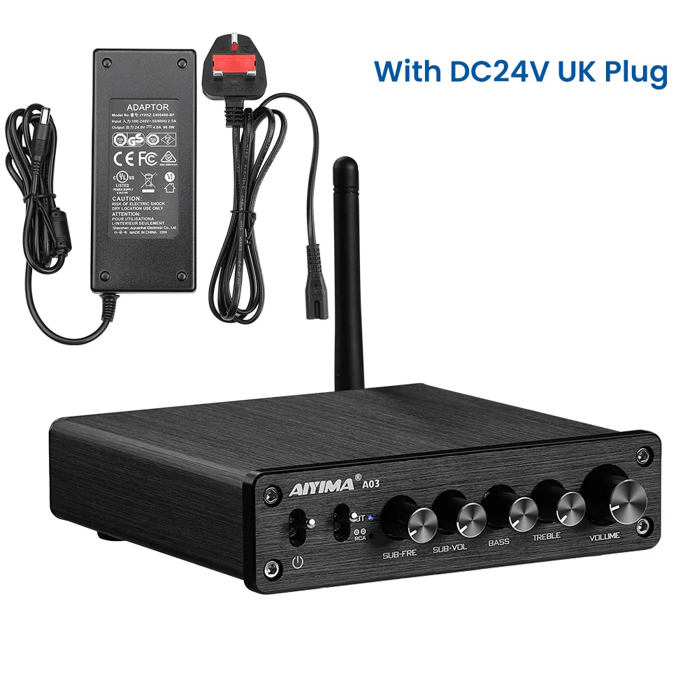 AIYIMA A03 TPA3116 Subwoofer Bluetooth Amplifier HiFi TPA3116D2 2.1 Digital Audio Power Amplifiers 50Wx2+100W Sound Amplifier