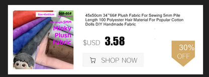 45x50cm 34~66# Plush Fabric For Sewing 5mm Pile Length 100 Polyester Hair Material For Popular Cotton Dolls DIY Handmade Fabric