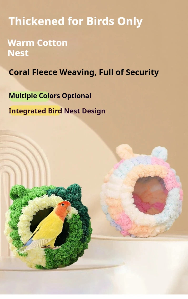 Bird Nest Warmth Parrot Nest Winter Bird Nest Thick Cotton Fleece Flannel Bird Cage Hanging Breeding Nest Small Pet Keep Warm