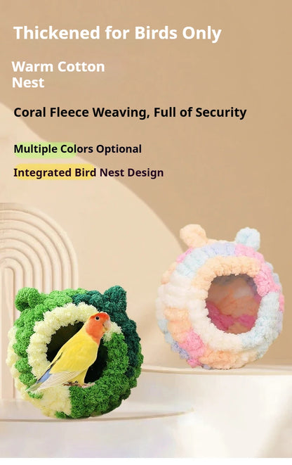 Bird Nest Warmth Parrot Nest Winter Bird Nest Thick Cotton Fleece Flannel Bird Cage Hanging Breeding Nest Small Pet Keep Warm