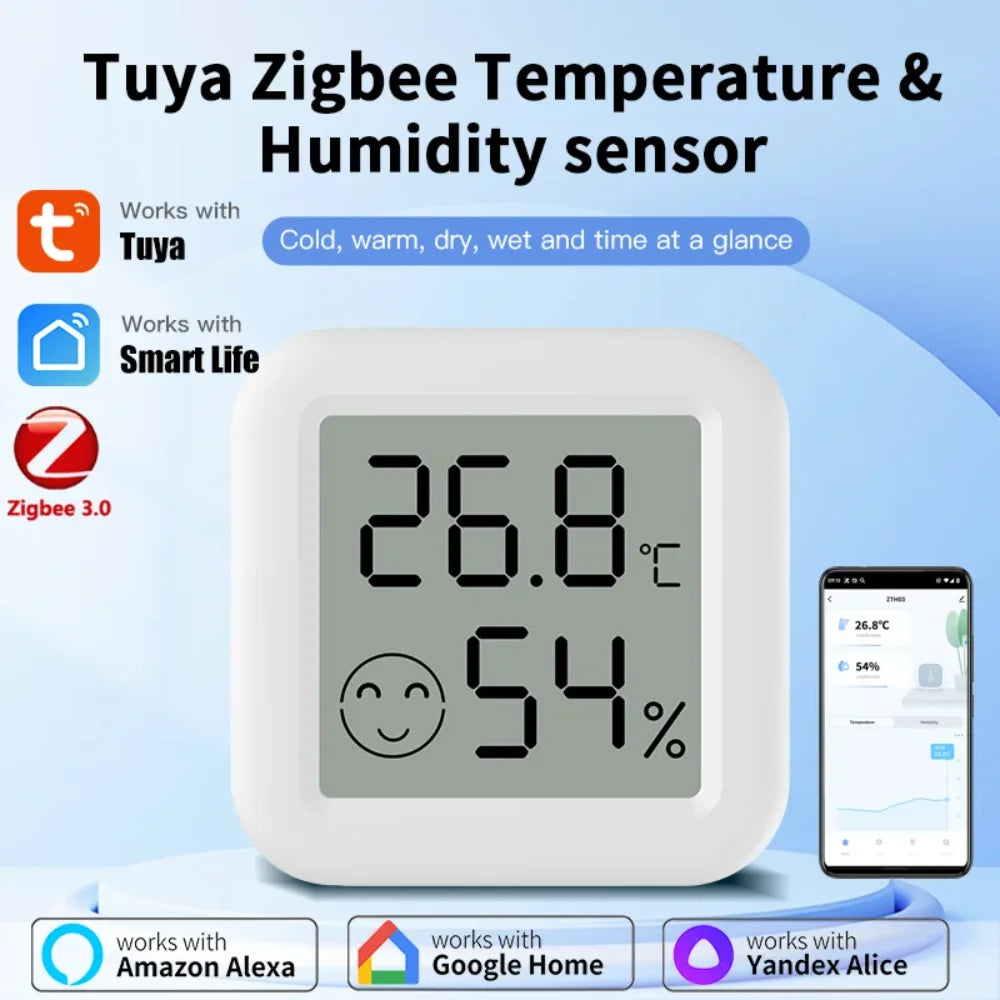Tuya Zigbee 3.0, Temperature Humidity Sensor, Hygrometer, APP Remote Control Thermometer, Smart Life For Smart Home, Work With Yandex Alexa