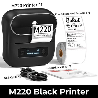 Zodzi M220 Label Printer 75mm Thermal Label Maker for Barcode Address Labeling Mailing File Folder Labels for Phone & PC