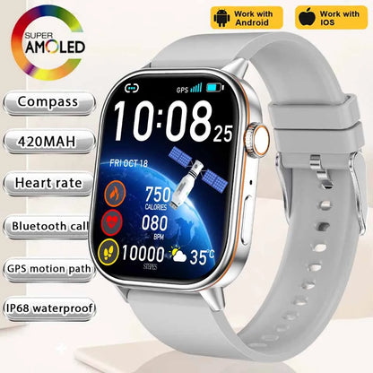 NEW Fashion Built-in 6 Stars GPS Position Smart Watch, Women 2.01'' AMOLED HD Screen IP68 Waterproof Sport  Bracelets For Ladies