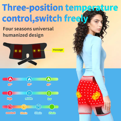 Red Light Therapy Hip Massager - 3-Gear Heat & Vibration, For Recovery & Warmth, Relieves Muscle Stiffness, For Recovery & Daily Care