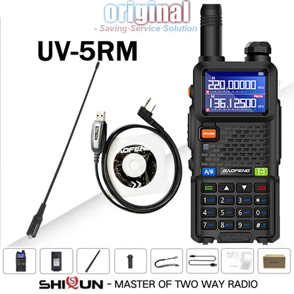 UV-5RM Baofeng Walkie Talkie 3800mAh Battery USB-C Charger 14.5W UHF VHF Wireless Copy Frequency 999CH FM Ham Radio Update UV-5RH
