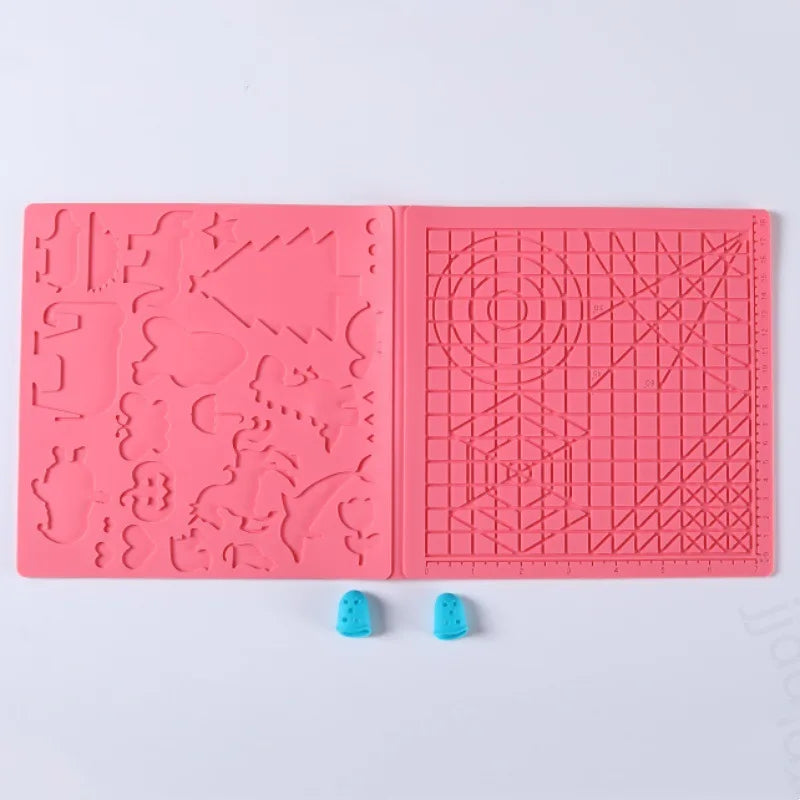 3D Printing Pen Silicone Design Mat with 2 Finger Protectors Template Drawing Tools Silicone Pad Drawing Tools for Kids Adults