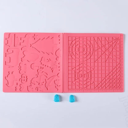 3D Printing Pen Silicone Design Mat with 2 Finger Protectors Template Drawing Tools Silicone Pad Drawing Tools for Kids Adults