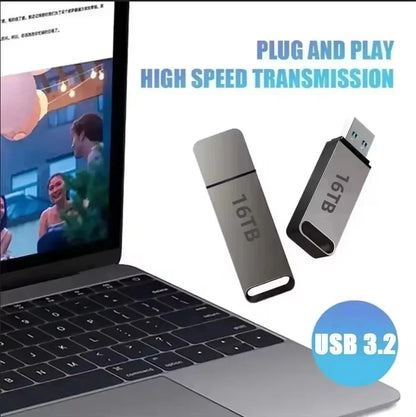 16TB Flash Drive USB3.2 High Speed Transfer Type C U Metal Flash SSD Portable Mini Flash Drive Memory Waterproof U Drive