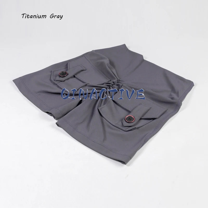 Pantalones Cortos de Yoga QINACTIVE para Mujer con Bolsillos, Fruncidos en los Glúteos, Mallas de Gimnasio de Cintura Alta con Efecto Push Up, Pantalones Cortos Deportivos Sexy para Glúteos, Fitness