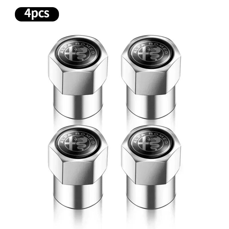 4Pcs Metal Car Wheel Tire Air Valve Caps Stem Covers For Alfa Romeo Mito Brera 147 Giulietta 159 156 Stelvio Sportiva Giulia