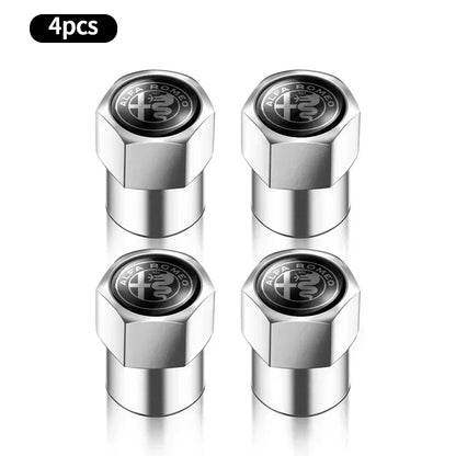 4Pcs Metal Car Wheel Tire Air Valve Caps Stem Covers For Alfa Romeo Mito Brera 147 Giulietta 159 156 Stelvio Sportiva Giulia