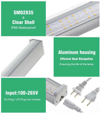 Full Spectrum LED Growth Tube 4000K/Purple/Sunlight Plant Lamp Greenhouse Hydroponic Flower Growth Lamp