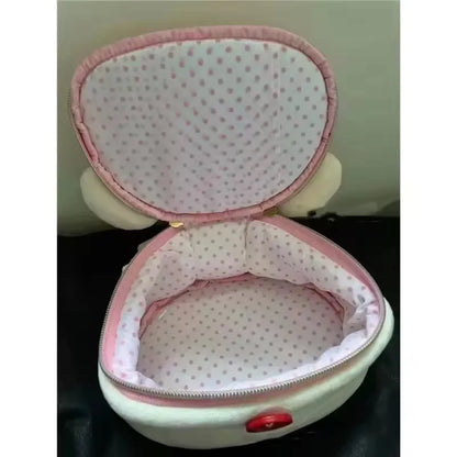 New Cute Rilakkuma Bear Girl Plush Elliptical Stereoscopic Makeup Bag Portable Storage Bag Cute Cartoon Easy Bear Storage W