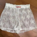 S,M,L,XL Sexy Cute Summer Striped Shorts Blue Pink Elastic Waist Shorts Button Embroidered Lace Shorts Leggings for Women Girl