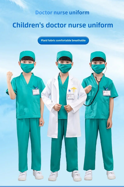 Children's, Men's, and Women's Retro Dance Clothes, Children's White Lab Coat, and Small Doctor's Surgical Clothes. Cosplay Costumes
