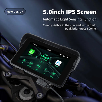 EKIY 5.0 inch Wireless CarPlay Moto Android Auto Portable Digital Motorcycle Dashboard GPS Motorcycle Navigation Display Screen