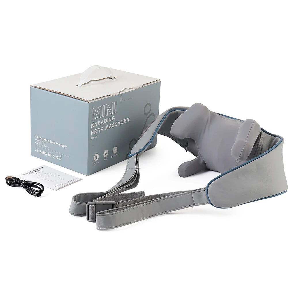 Foreverlily 26W Brushless Motor Neck and Shoulder Massager, Wireless Shoulder and Back Kneading Massage Shawl, Neck Masajeador