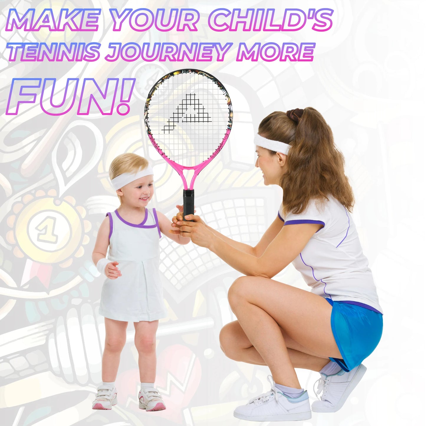 Tennis Rackets for Kids Toddlers 17'' with Cover Bag for Girl and Boy Tennis Racquet, AMASPORT