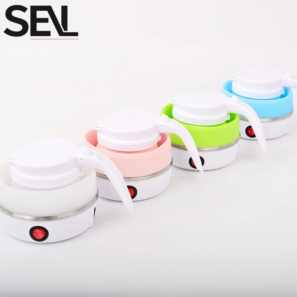0.6L Mini Foldable Electric Kettle, Portable Electric Kettle, Household Travel Water Heater, Silicone Compression 110V-220V