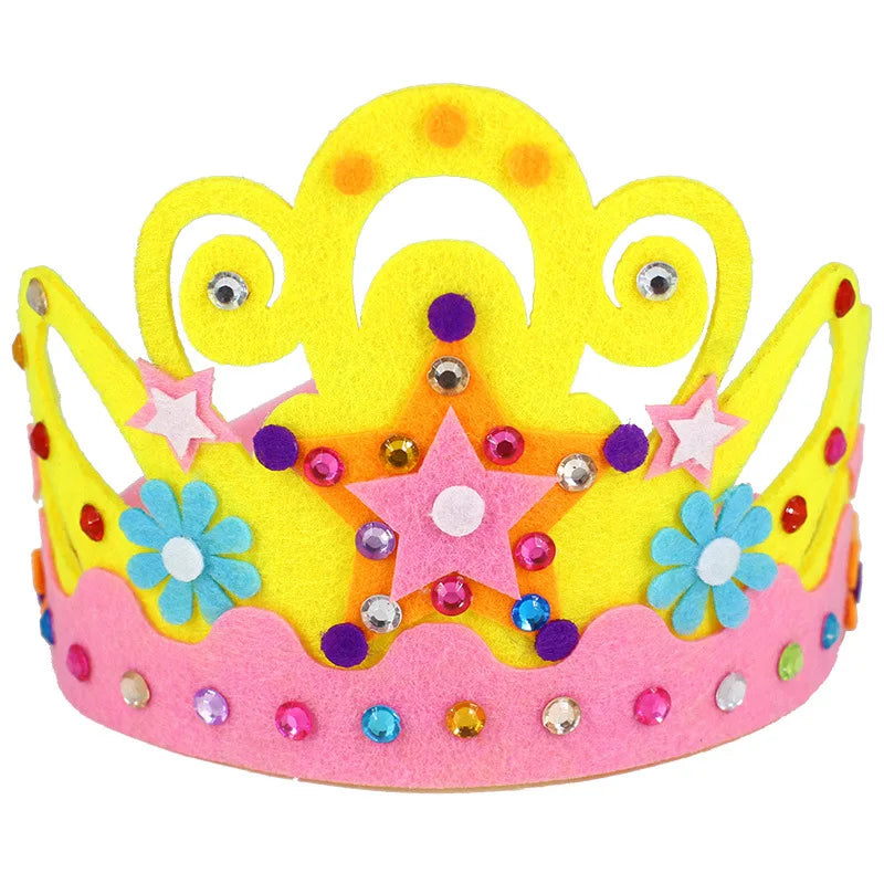 Children's Handmade DIY Crown Headwear Non-woven Kindergarten Creative Craft Material Kit Kids Birthday Gift