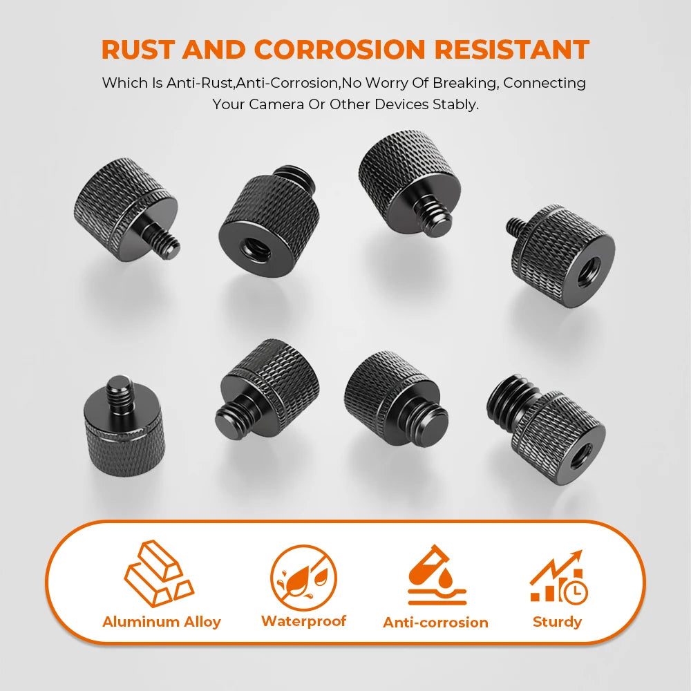 HDRig Universal 1/4"-20 Female to 1/4" 3/8" M4 M5 M6 M8 M10 M12 Male Threaded Screws Mount Adapters Tripod Camera
