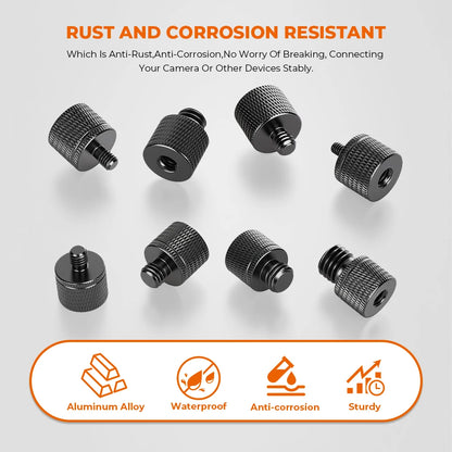 HDRig Universal 1/4"-20 Female to 1/4" 3/8" M4 M5 M6 M8 M10 M12 Male Threaded Screws Mount Adapters Tripod Camera