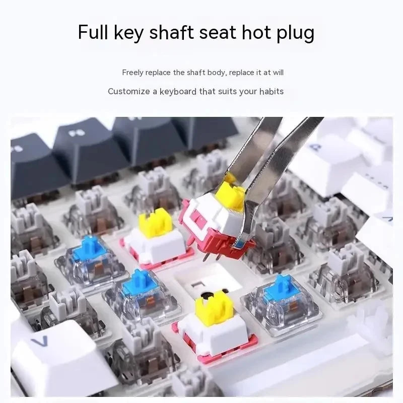 F87Pro Mechanical Keyboard, 2.4g/Usb/Bluetooth Tri Mode Wireless 87 Key 5 Layer Silencing Filling Suitable For Gaming Typing, AULA