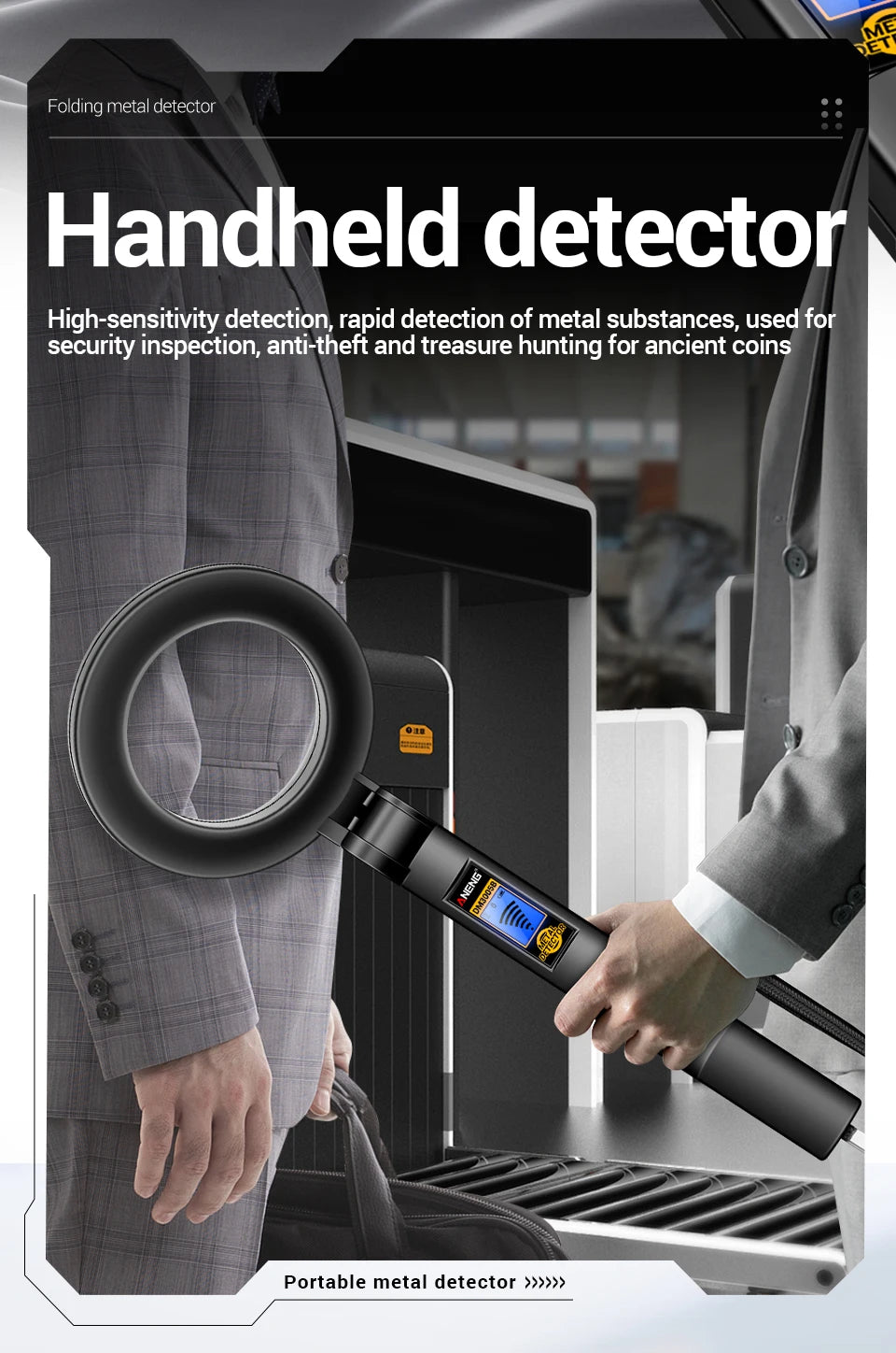 Metal Detector Handheld Beep Vibration Alarm ANENG DM3005B Airport Security Wall Circuit Check Gold Treasure Hunting Tool