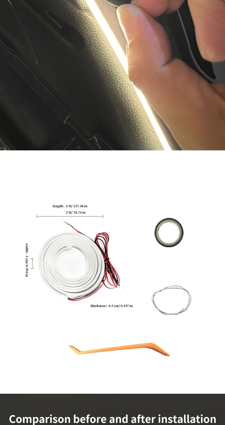 12V DIY environment light strip, car trunk LED light strip, high brightness, used for interior decoration of vehicles, tailgate
