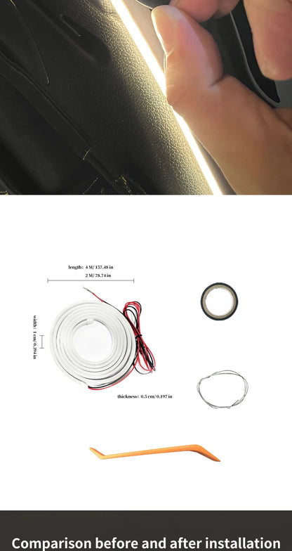 12V DIY environment light strip, car trunk LED light strip, high brightness, used for interior decoration of vehicles, tailgate