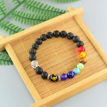 Buddha Feng Shui Bead Lucky Bracelet 7 Chakra Reiki Healing Stone Bracelet for Women Men Yoga Meditation Natural Stone Jewelry