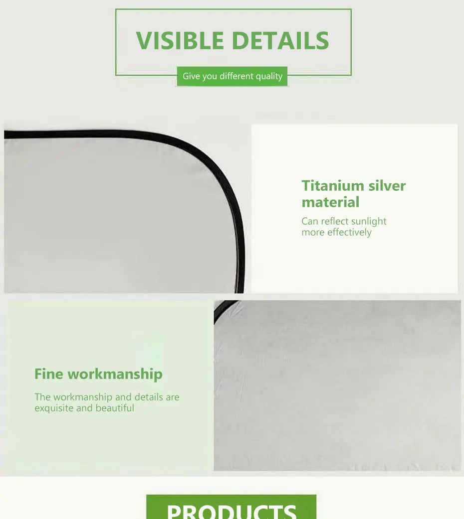 Car Sun Shade UV Protector, Reflective Fabric Car Window Sunshade, Front Rear Back Window Sun Visor, Summer UV Protection, SEAMETAL