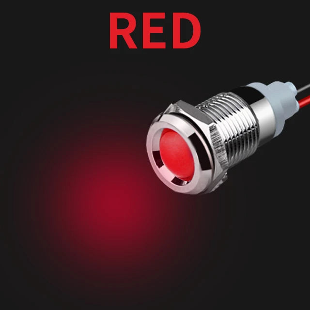1Pcs 6/8/10/12/16/19/22mm Spherical Metal LED Warning Indicator Light Signal Lamp Pilot Wire 3-6 12-24 220V Power Waterproof IP65