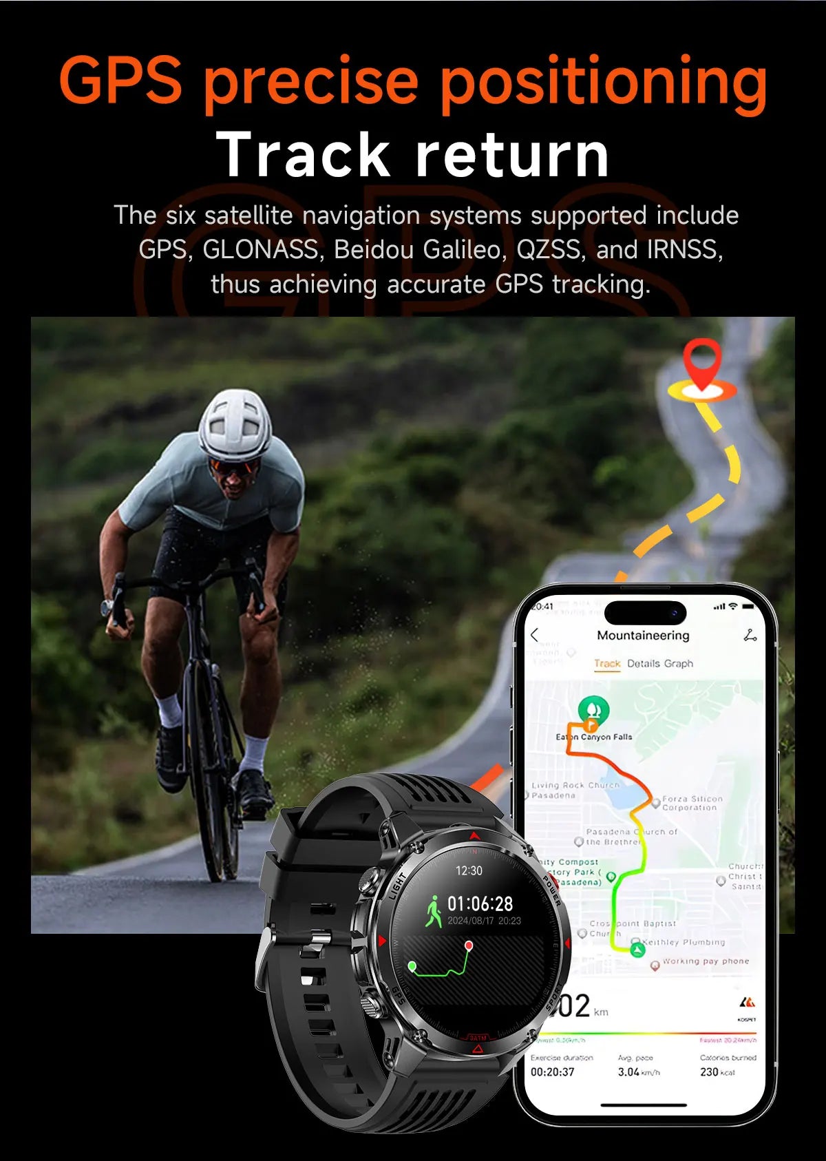 New Professional GPS Sports Smart Watch, Outdoor RIDE Run GPS track Swim Watchs Compass Altimeter, 3ATM Sports Bracelets, men, ladies