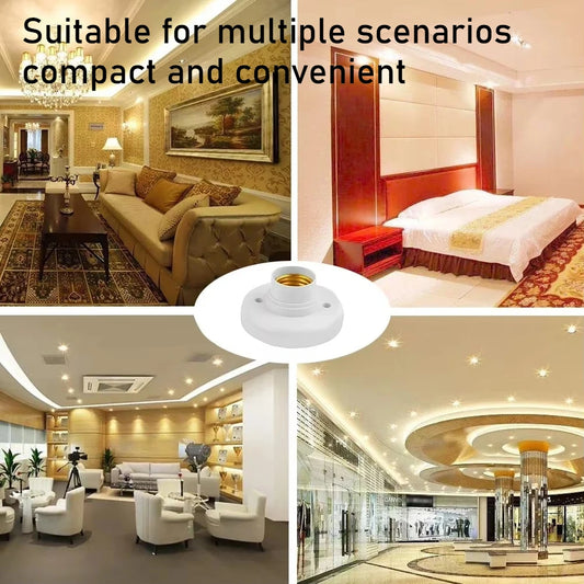1-20Pcs, 220V E27 Screw Lamp, Stand Light Bulb Socket Holder Adapter Base, Cap Socket White Ceiling Light Lamp Bulb Fixing Base