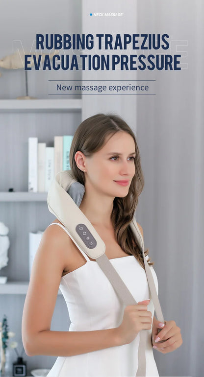 Foreverlily 26W Brushless Motor Neck and Shoulder Massager, Wireless Shoulder and Back Kneading Massage Shawl, Neck Masajeador