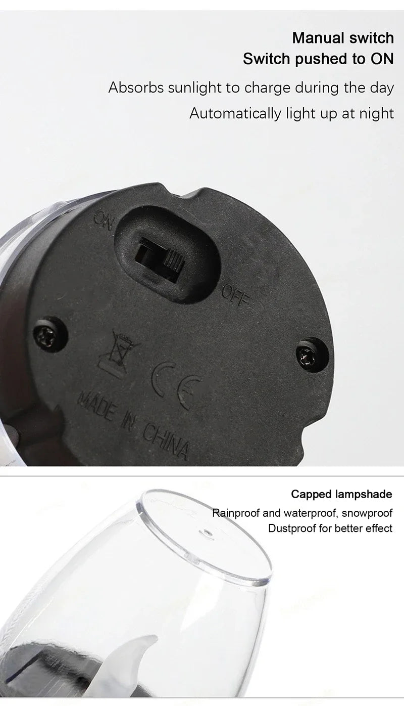 LED Solar Candles Light Flameless Rechargeable Night Light For Wedding Party Garden Decor, Outdoor Waterproof Solar Candles Lamp