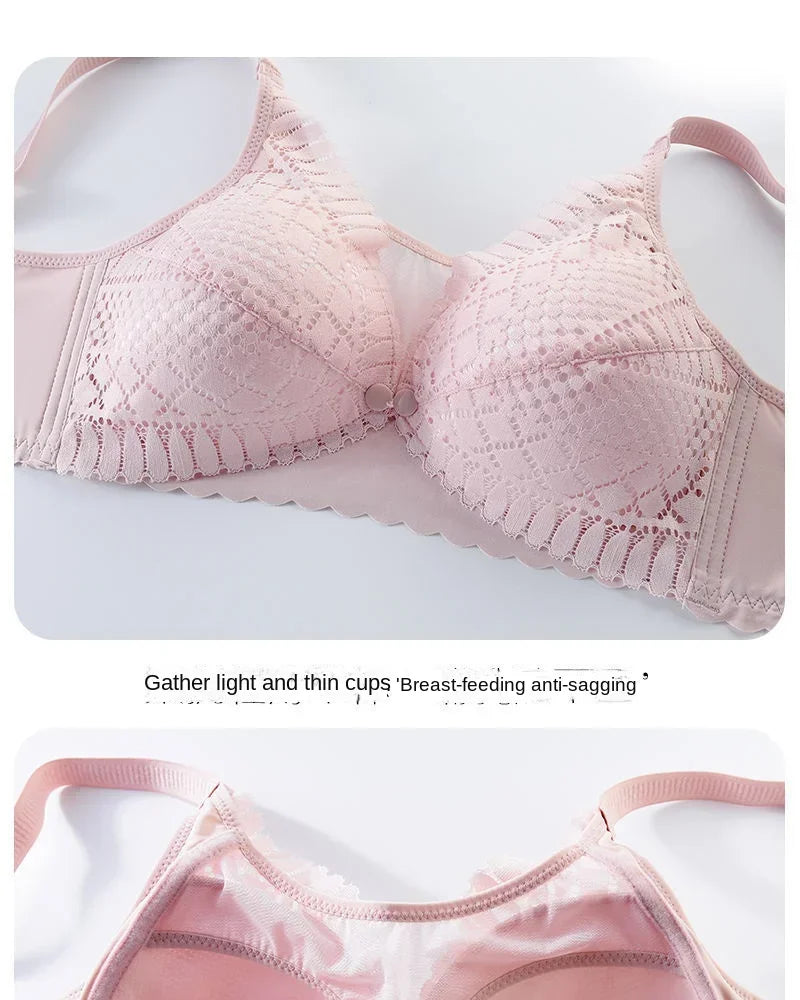 Front Button Maternity Nursing Bra Adjustable Gathered Underwear Comfortable Breastfeeding Bra for Feeding Pregnant Women Clothes