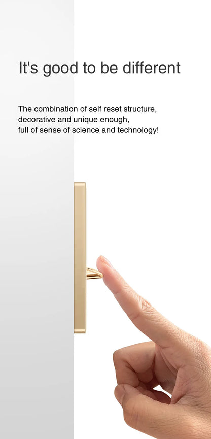Gold Tempered Glass Wall Switch Panel LED European 16A Socket Retro Toggle Light Switch EU UK Standard 2USB Socket 1Gang-4Gang