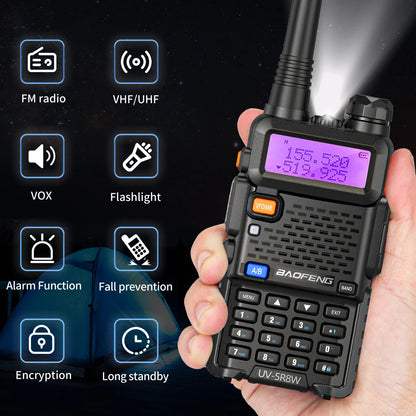 Walkie Talkie, UV 5R 5W 8W Dual Band Ham Two Way Radio, Vhf Uhf FM Radio, Handheld Transceiver, Hunting 16KM, BAOFENG
