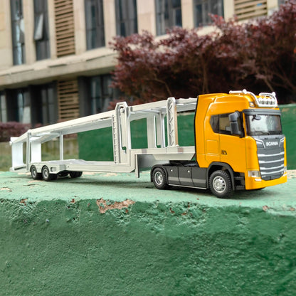 1:50 Alloy Diecast Large Truck Model Car Toy Simulation Container Toy Sound and Light Pull BackTransport Vehicle Model Kid Gifts
