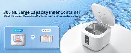 KUNPHY Dental Ultrasonic Retainer Cleaner Machine with UV Light Digital Timer for Denture Mouth Guard Aligner Night Guard 300ML