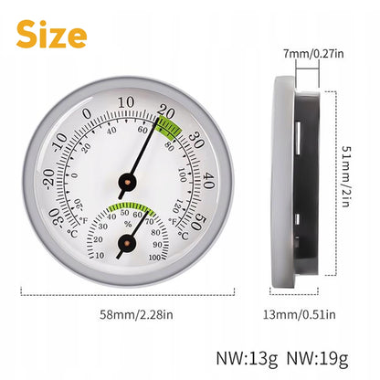 Mini Thermo-Hygrometer Analog Indoor Hygrometer Temperature and Humidity Meter Battery Free Diameter 58MM