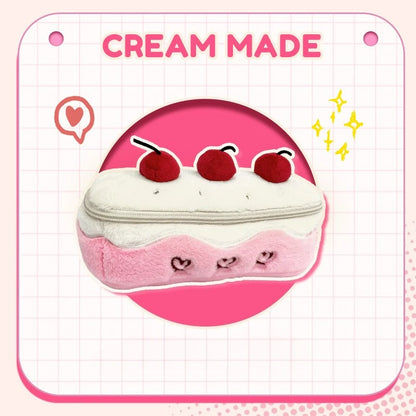 Sweet Korean Cherry Cake Pencil Case for Girls Aesthetic Makeup Pouch Ins Kawaii Cosmetic Stationery Organizer Back To School