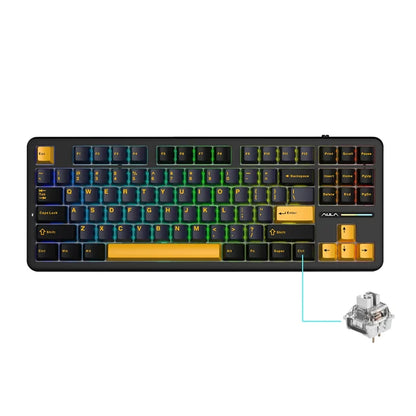 F87Pro Mechanical Keyboard, 2.4g/Usb/Bluetooth Tri Mode Wireless 87 Key 5 Layer Silencing Filling Suitable For Gaming Typing, AULA